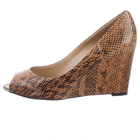 Michael Kors Snakeskin Peep Toe Wedge - Picture 1 of 11